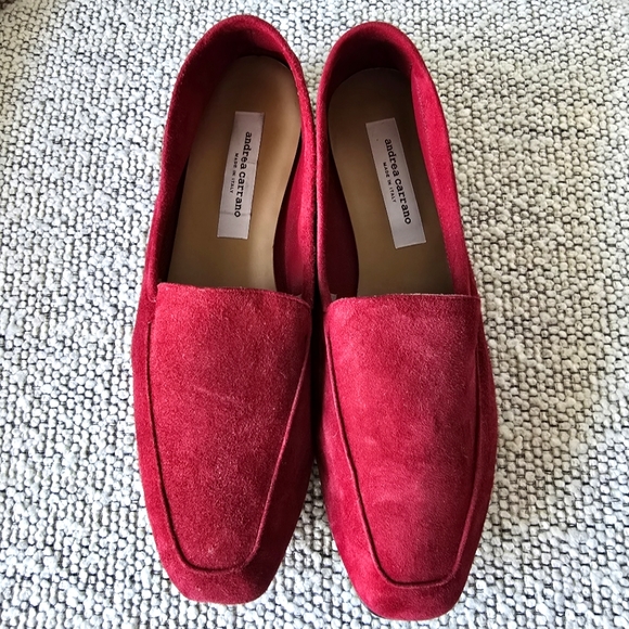 Andrea Carrano Italy Made Mara Red Suede Flat Loafer EU 41 US 10 10.5 - Picture 1 of 7
